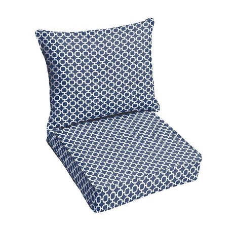 Sorra Home Mattacha Navy Chainlink Indoor/ Outdoor Corded Chair Cushion And Pillow Set by Havenside Home