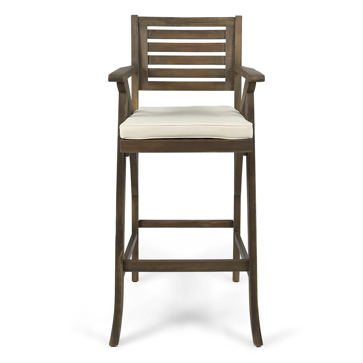 Hermosa Outdoor Acacia Wood Barstool with Cushion (Set of 2) by Christopher Knight Home