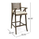 Hermosa Outdoor Acacia Wood Barstool with Cushion (Set of 2) by Christopher Knight Home