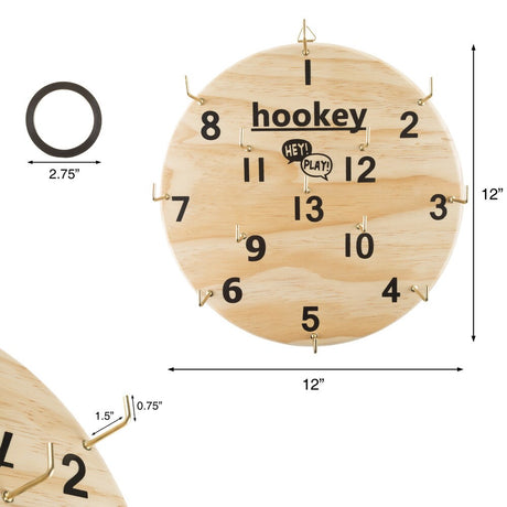 Hey! Play! Hookey Ring Toss Game Set for Outdoor or Indoor Play, Safe Alternative to Darts - 12" Diameter - 12" Diameter