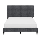 Hillsdale Furniture Blakely Button Tufted Upholstered Platform Bed w/ 2 Dual USB Ports, Dark Gray