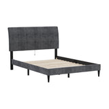 Hillsdale Furniture Blakely Button Tufted Upholstered Platform Bed w/ 2 Dual USB Ports, Dark Gray