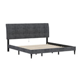 Hillsdale Furniture Blakely Button Tufted Upholstered Platform Bed w/ 2 Dual USB Ports, Dark Gray