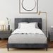 Hillsdale Furniture Blakely Button Tufted Upholstered Platform Bed w/ 2 Dual USB Ports, Dark Gray