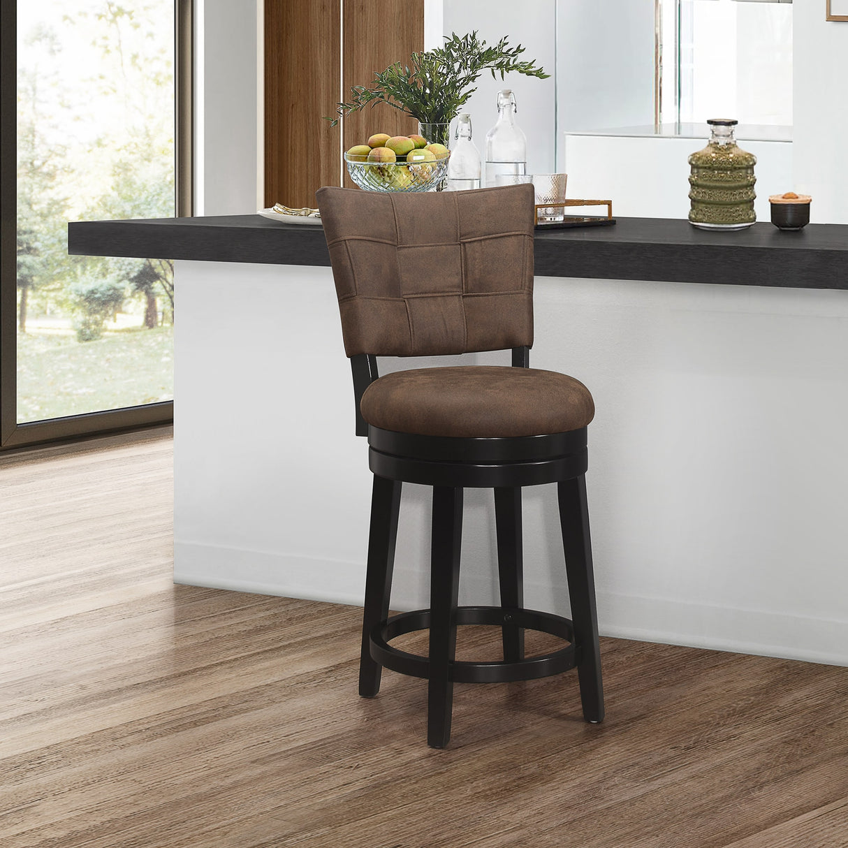 Hillsdale Furniture Kaede Wood and Upholstered Swivel Stool