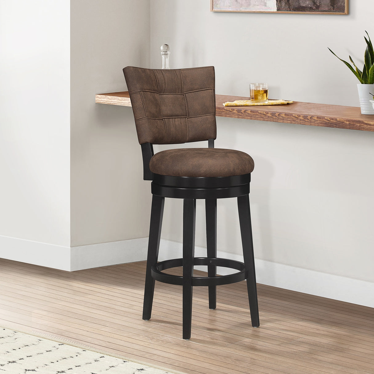 Hillsdale Furniture Kaede Wood and Upholstered Swivel Stool