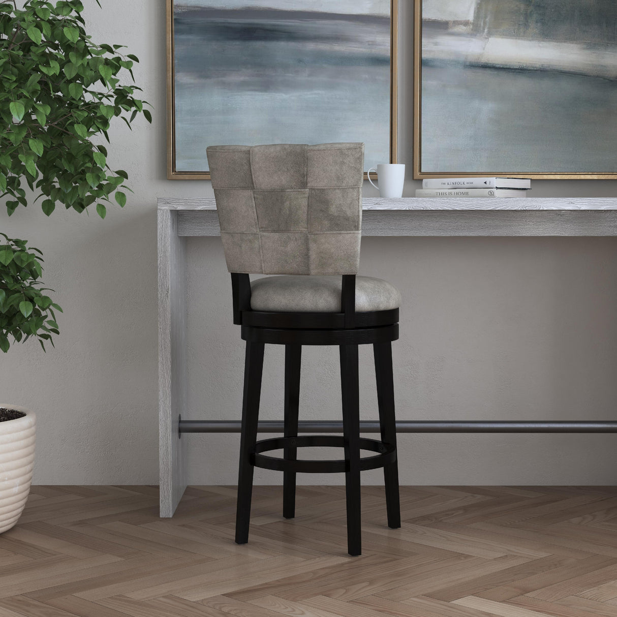 Hillsdale Furniture Kaede Wood and Upholstered Swivel Stool