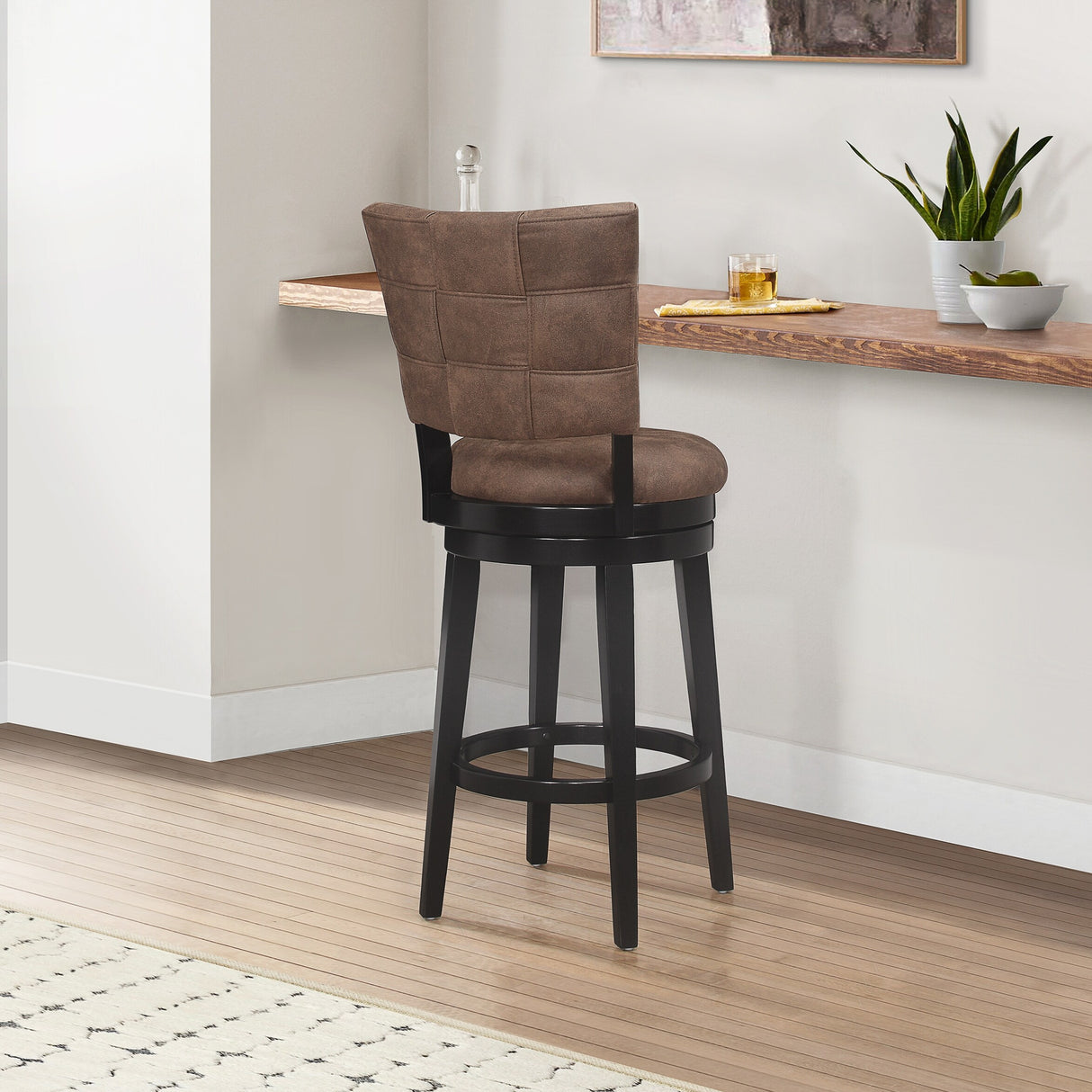 Hillsdale Furniture Kaede Wood and Upholstered Swivel Stool