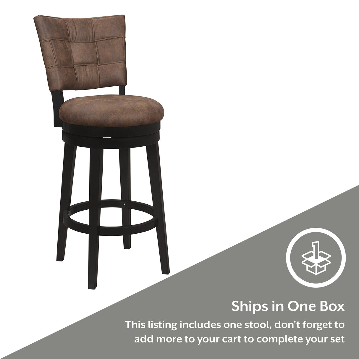 Hillsdale Furniture Kaede Wood and Upholstered Swivel Stool