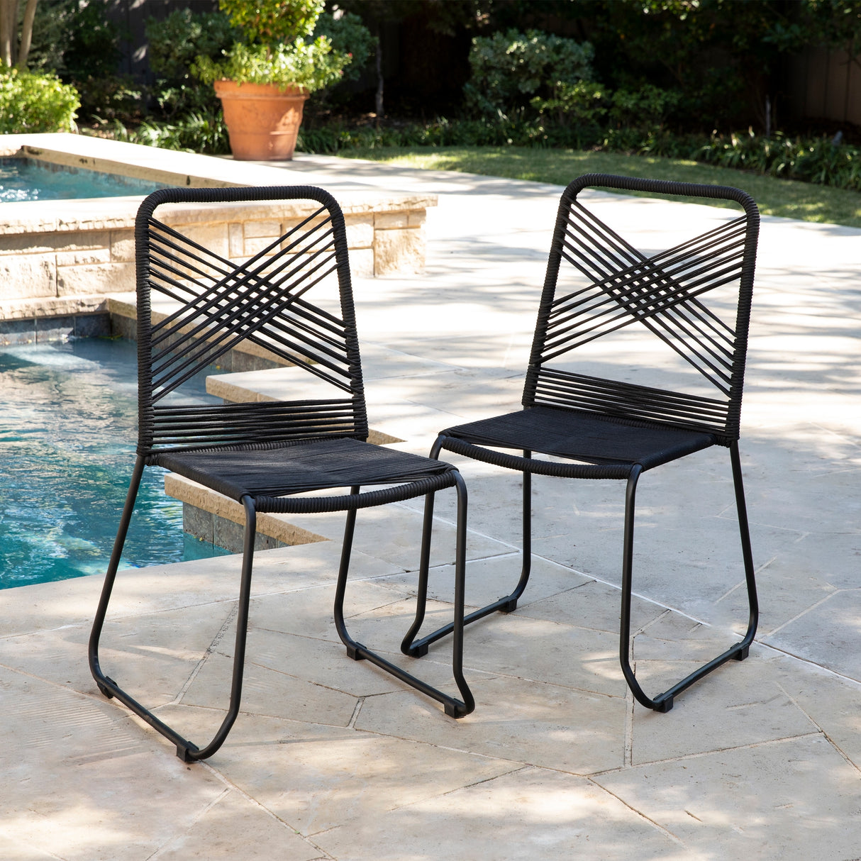 SEI Furniture Padko 2-Piece Stackable Outdoor Rope Chairs