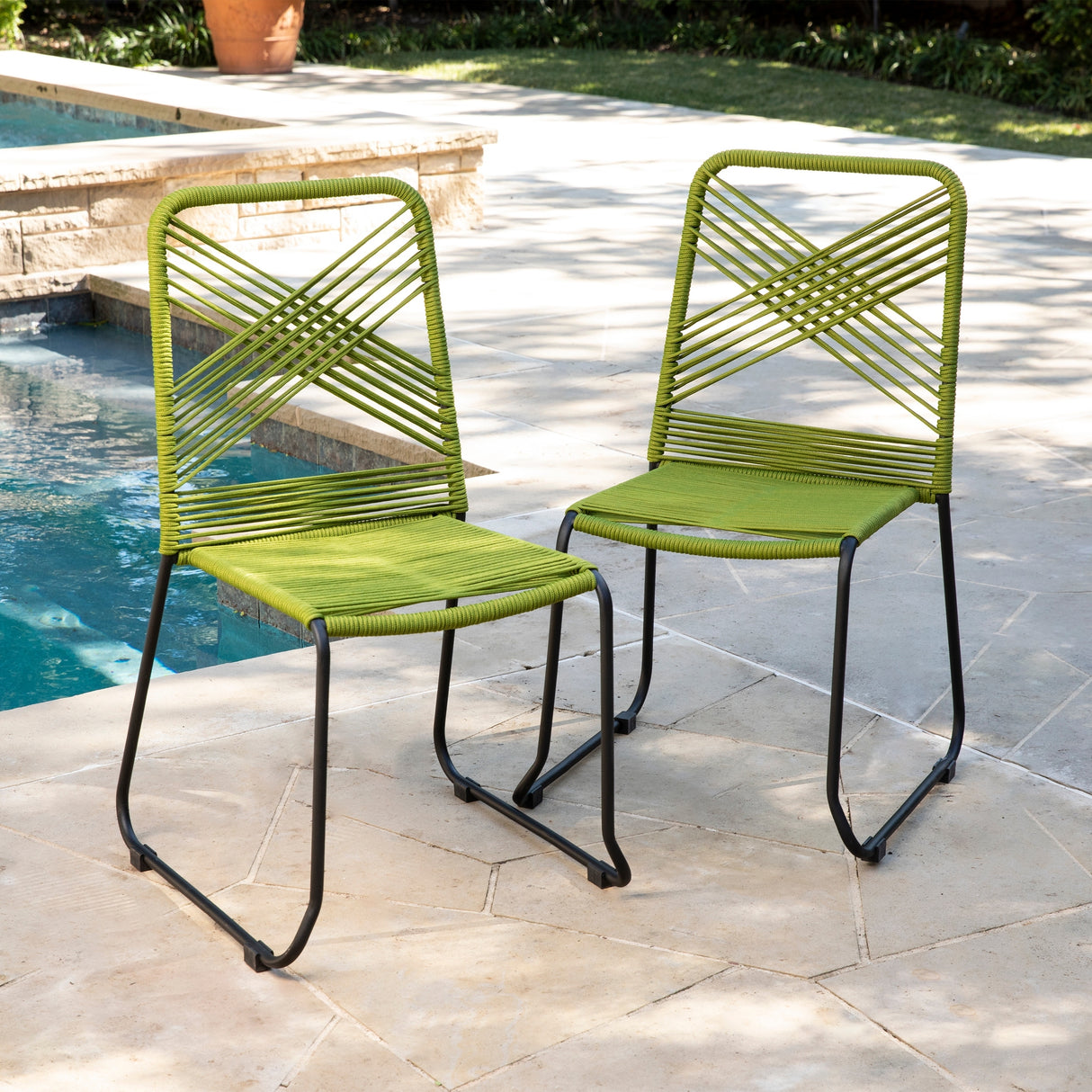 SEI Furniture Padko 2-Piece Stackable Outdoor Rope Chairs