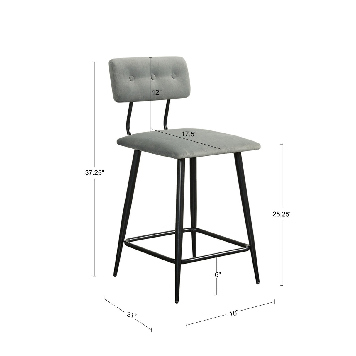 INK+IVY Henrick Grey Counter Stool