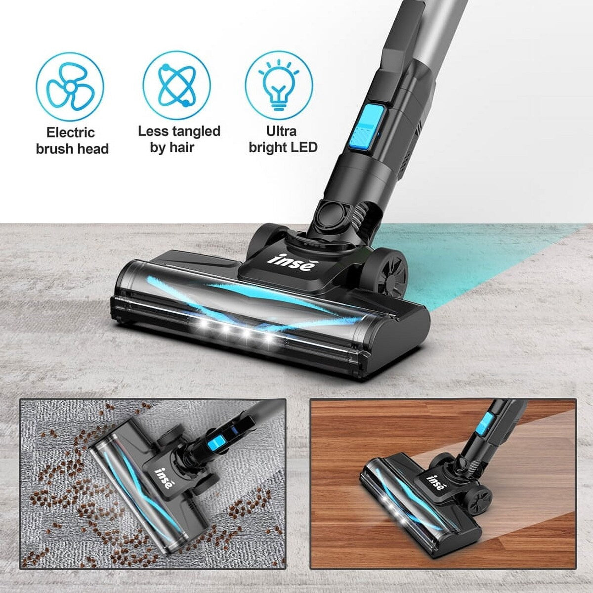 INSE N5T Cordless Vacuum 145w 12kpa Suction Power 6 in 1 Stick Vacuum