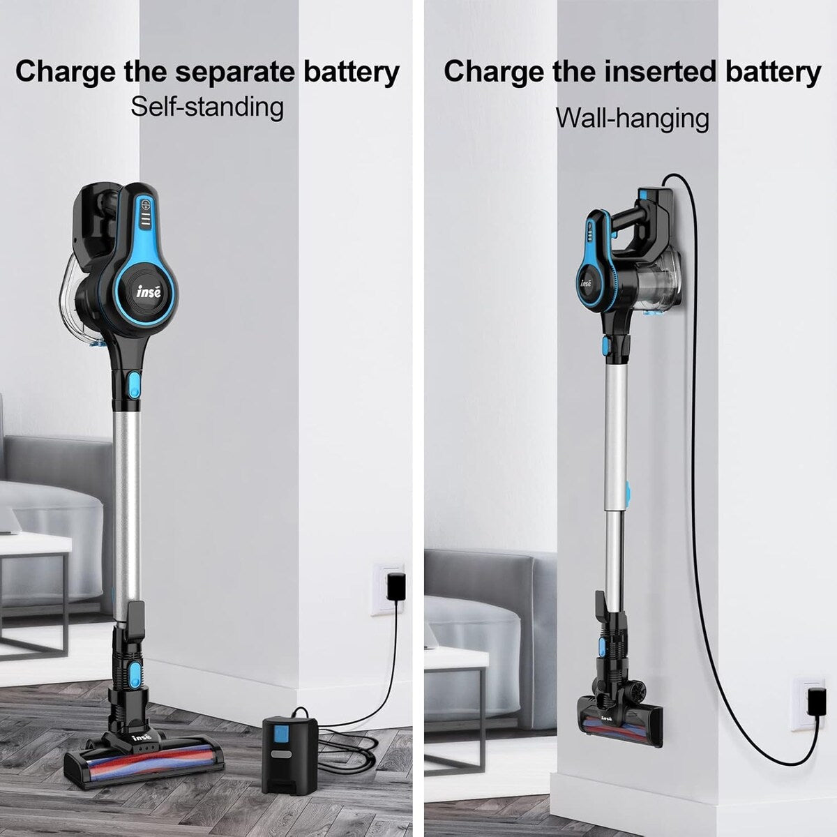 INSE N5T Cordless Vacuum 145w 12kpa Suction Power 6 in 1 Stick Vacuum