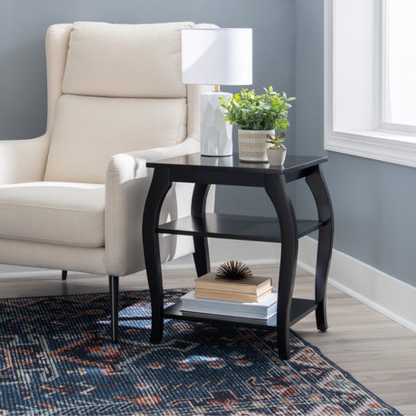 Ingrid Wood Farmhouse Side Table with 2 Shelves