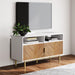 Izsak Media Console, TV Stand, Entertainment Cabinet with Herringbone Doors and Cubby Storage