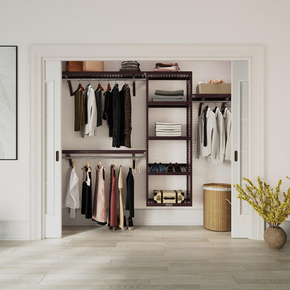 John Louis Home Solid Wood Reach-In Closet System Espresso