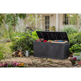 Keter Comfy 71 Gallon Durable Resin Outdoor Storage Deck Box For Furniture and Supplies