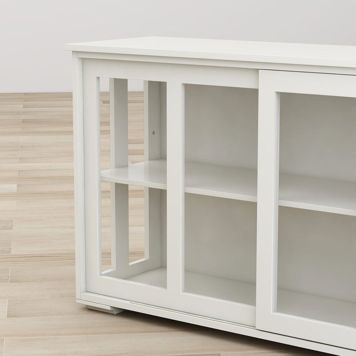 Kitchen Storage Stand Cupboard With Glass Door-White