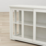 Kitchen Storage Stand Cupboard With Glass Door-White