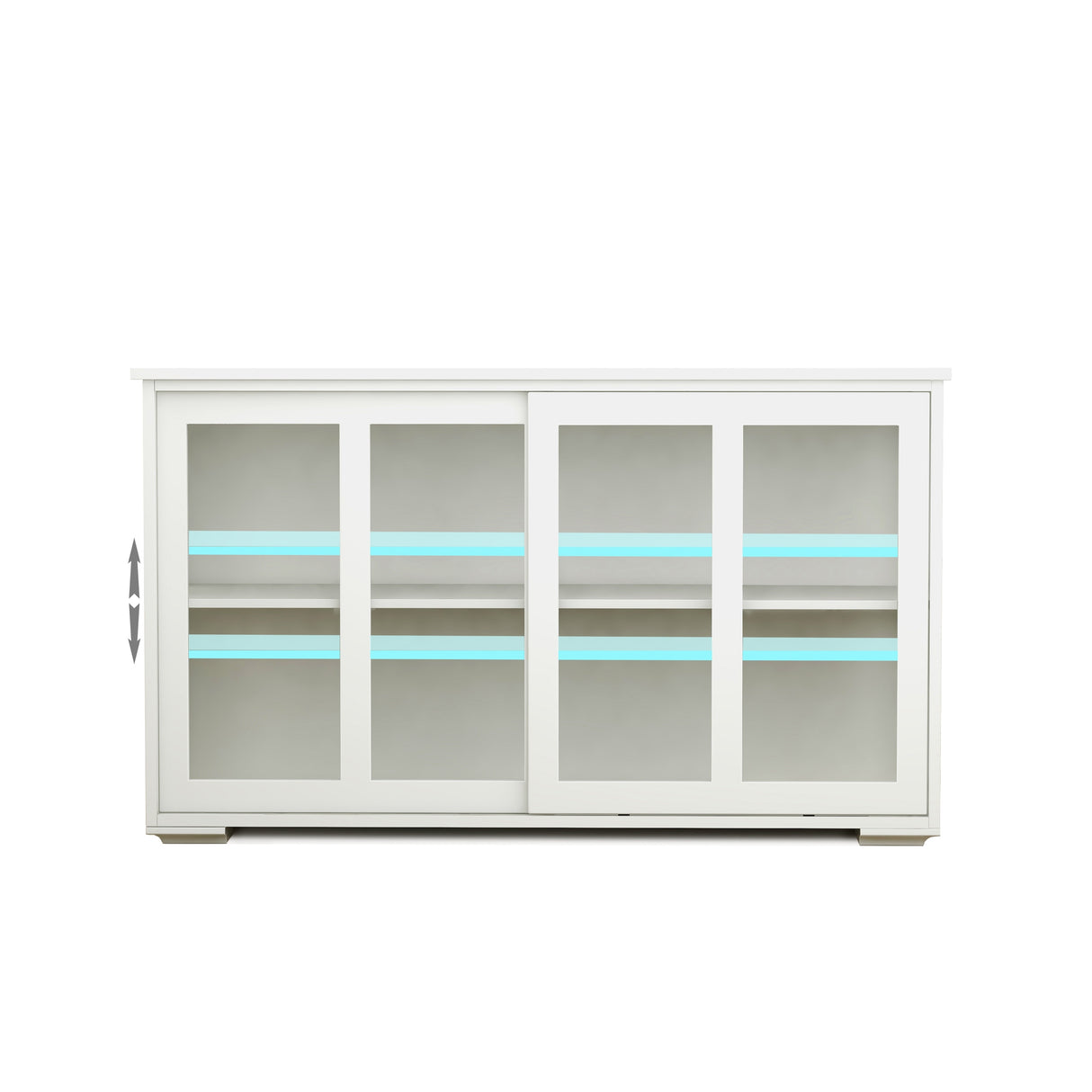 Kitchen Storage Stand Cupboard With Glass Door-White