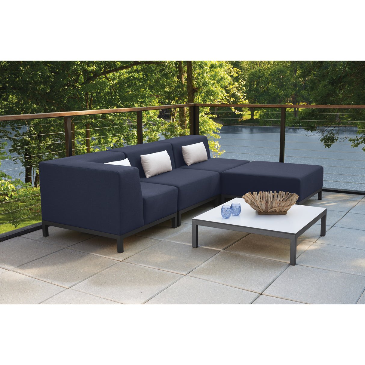 Koral 5-Piece Spectrum Indigo Modular Sectional Set and Table