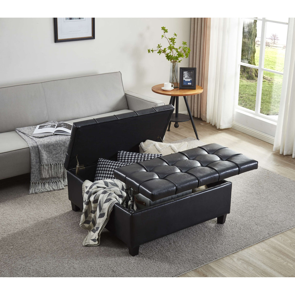 Large Square Tufted Storage Ottoman