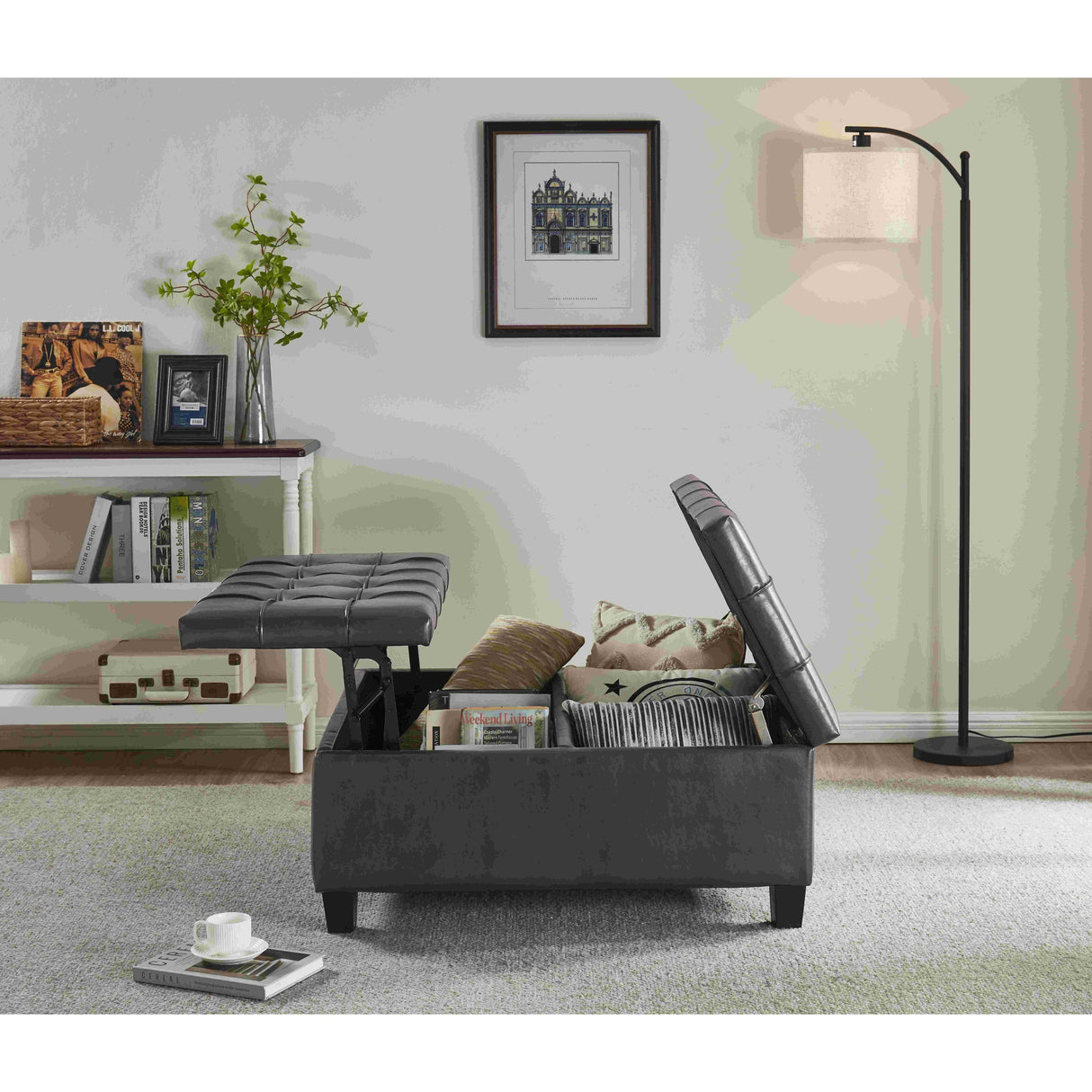 Large Square Tufted Storage Ottoman