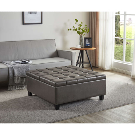 Large Square Tufted Storage Ottoman