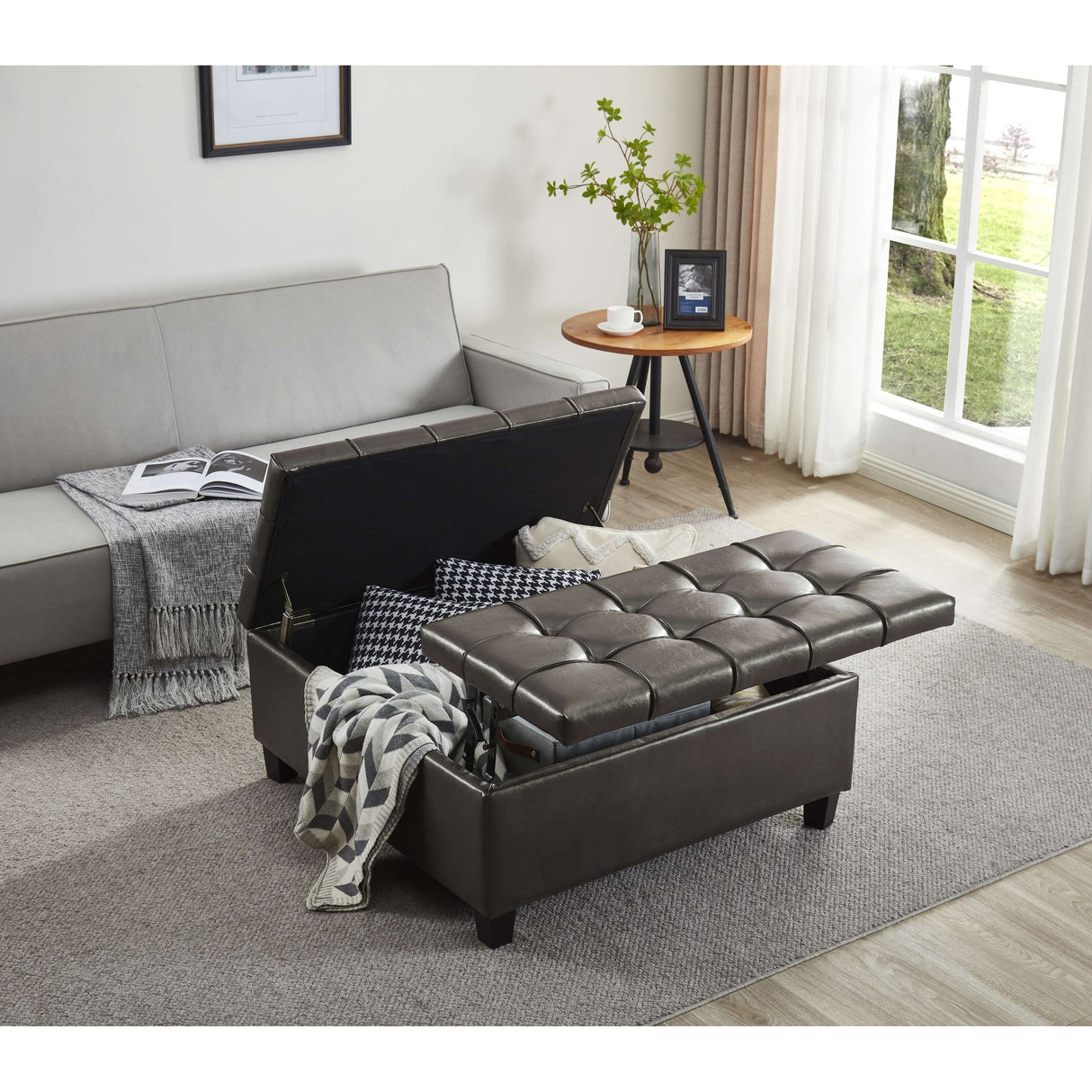 Large Square Tufted Storage Ottoman