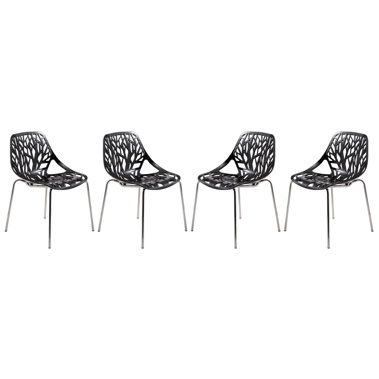 LeisureMod Modern Asbury Dining Chair w/ Chromed Legs, Set of 4 - Mint