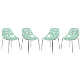 LeisureMod Modern Asbury Dining Chair w/ Chromed Legs, Set of 4 - Mint