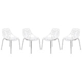 LeisureMod Modern Asbury Dining Chair w/ Chromed Legs, Set of 4 - Mint