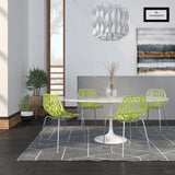 LeisureMod Modern Asbury Dining Chair w/ Chromed Legs, Set of 4 - Mint