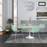 LeisureMod Modern Asbury Dining Chair w/ Chromed Legs, Set of 4 - Mint