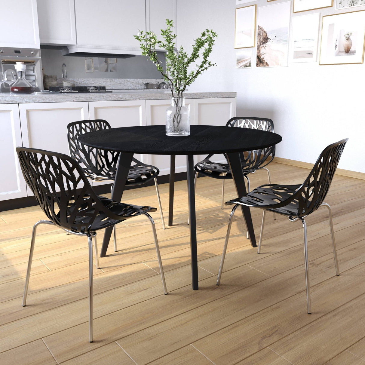 LeisureMod Modern Asbury Dining Chair w/ Chromed Legs, Set of 4 - Mint