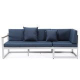 3-Piece Outdoor Aluminum Sectional Set in White Frame Chelsea Series