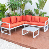 3-Piece Outdoor Aluminum Sectional Set in White Frame Chelsea Series