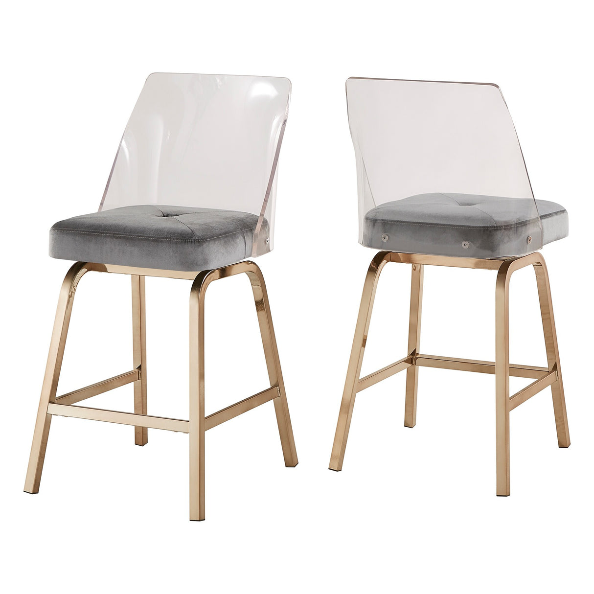 Lennox Velvet Counter Height Stools (Set of 2) by iNSPIRE Q Bold