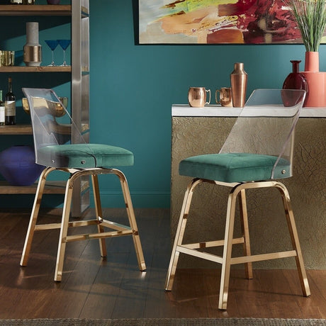 Lennox Velvet Counter Height Stools (Set of 2) by iNSPIRE Q Bold