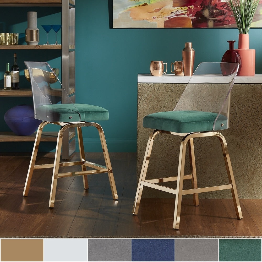 Lennox Velvet Counter Height Stools (Set of 2) by iNSPIRE Q Bold