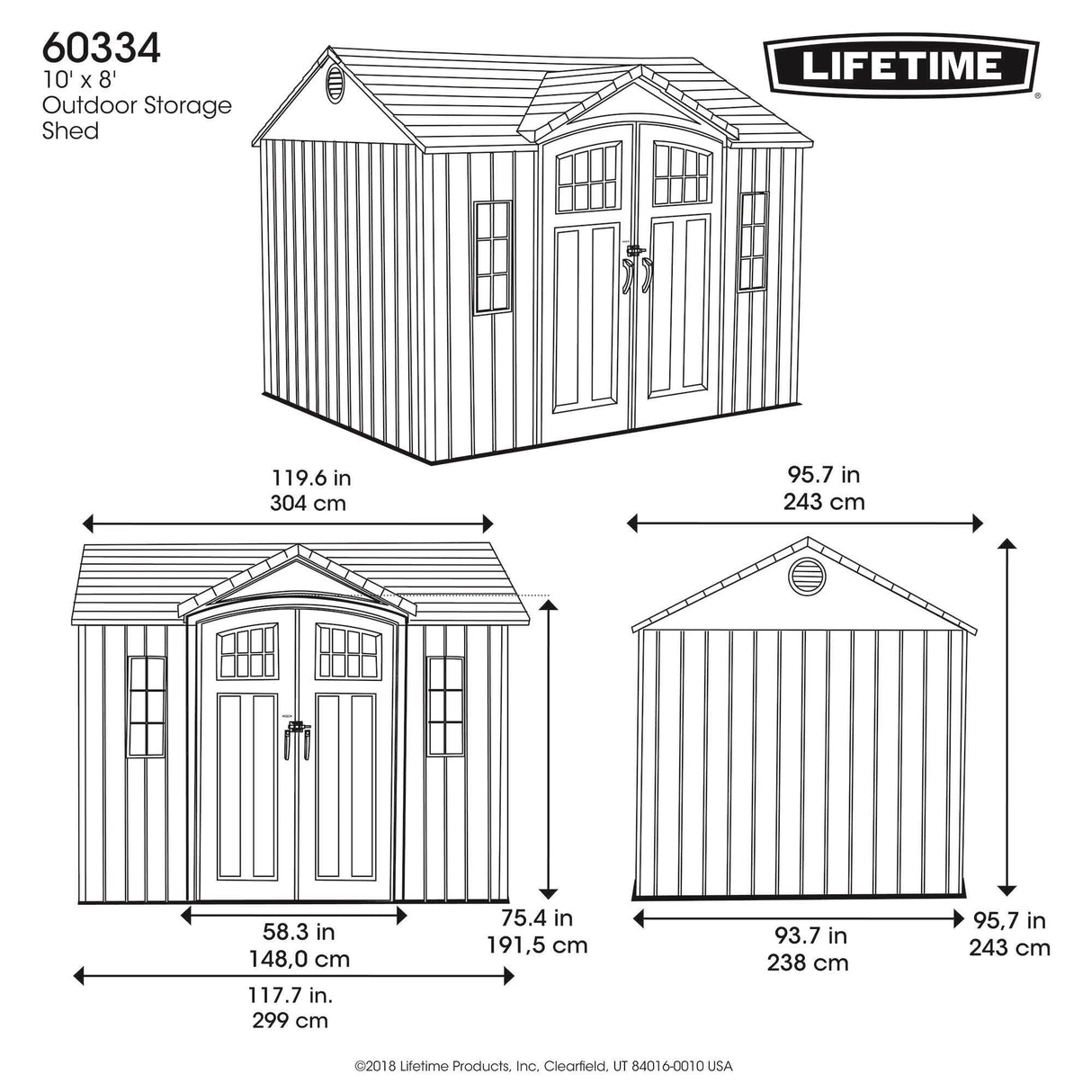 Lifetime 10 FT. x 8 FT Outdoor Storage Shed