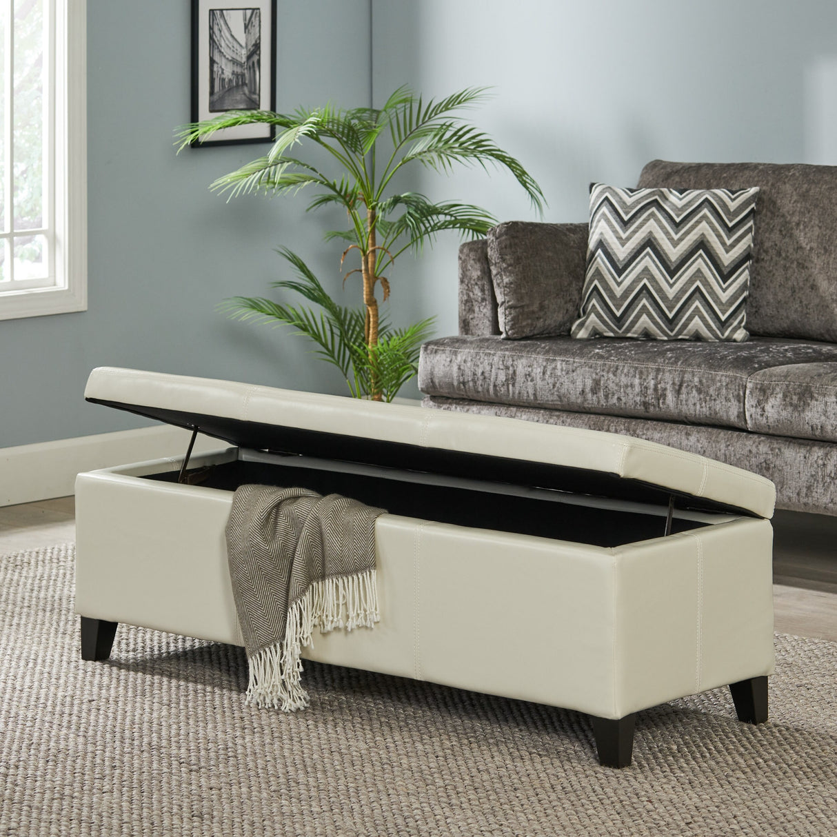 Lucinda Faux Leather Storage Bench by Christopher Knight Home - 51.25" L x 17.50" W x 16.25" H