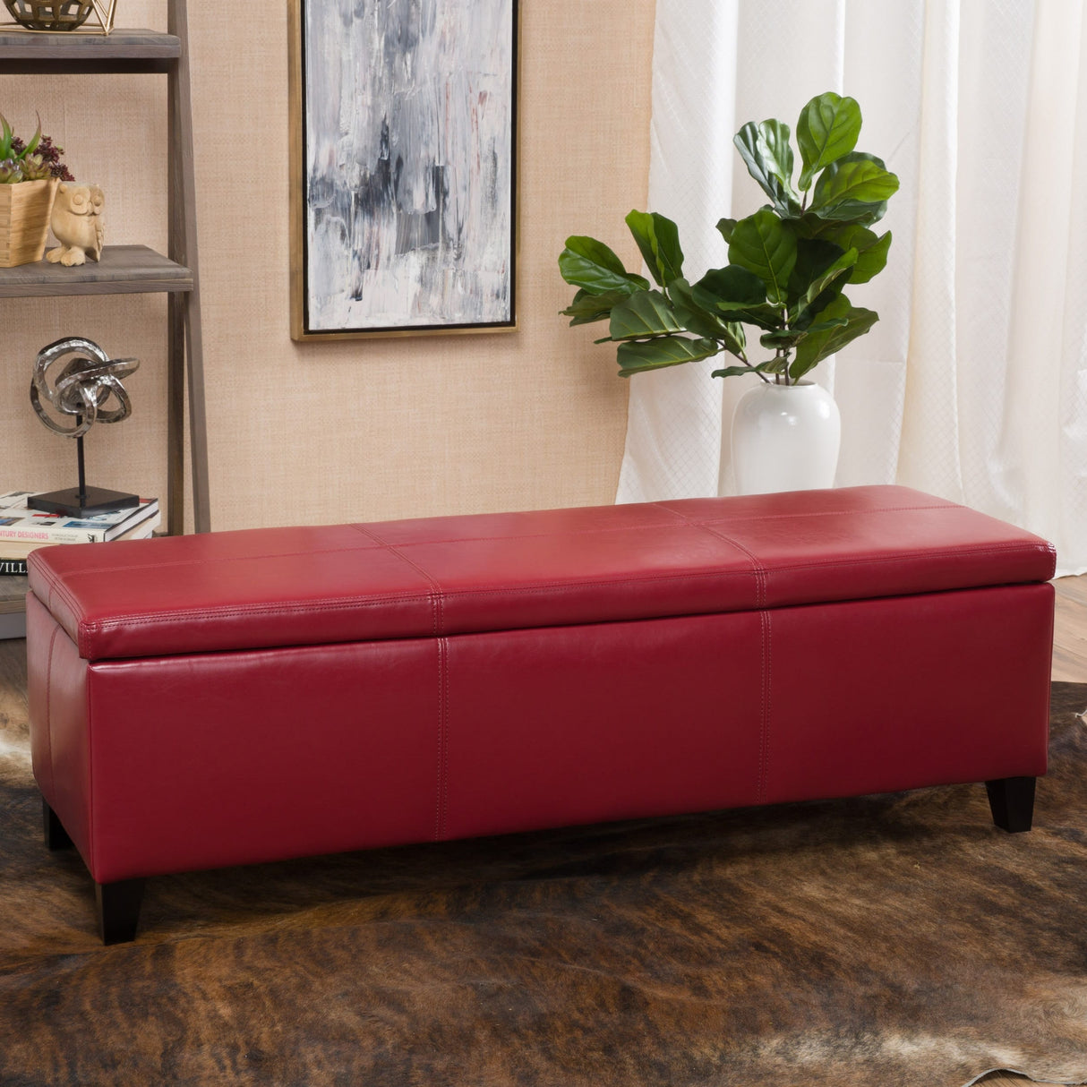 Lucinda Faux Leather Storage Bench by Christopher Knight Home - 51.25" L x 17.50" W x 16.25" H