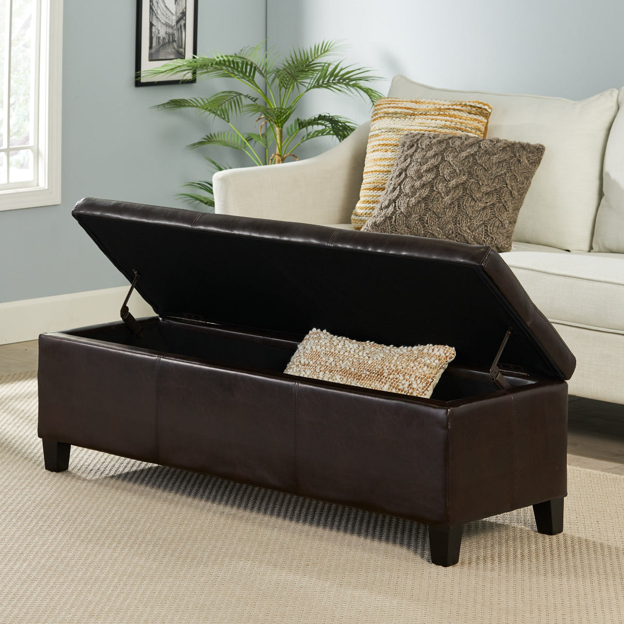 Lucinda Faux Leather Storage Bench by Christopher Knight Home - 51.25" L x 17.50" W x 16.25" H