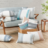 Madison Park Bolinas Printed Stripe 3M Scotchgard Outdoor Square Pillow - 20x20"