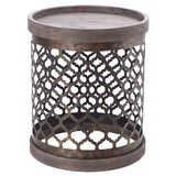 Madison Park Cirque Reclaimed Quatrefoil Metal Drum