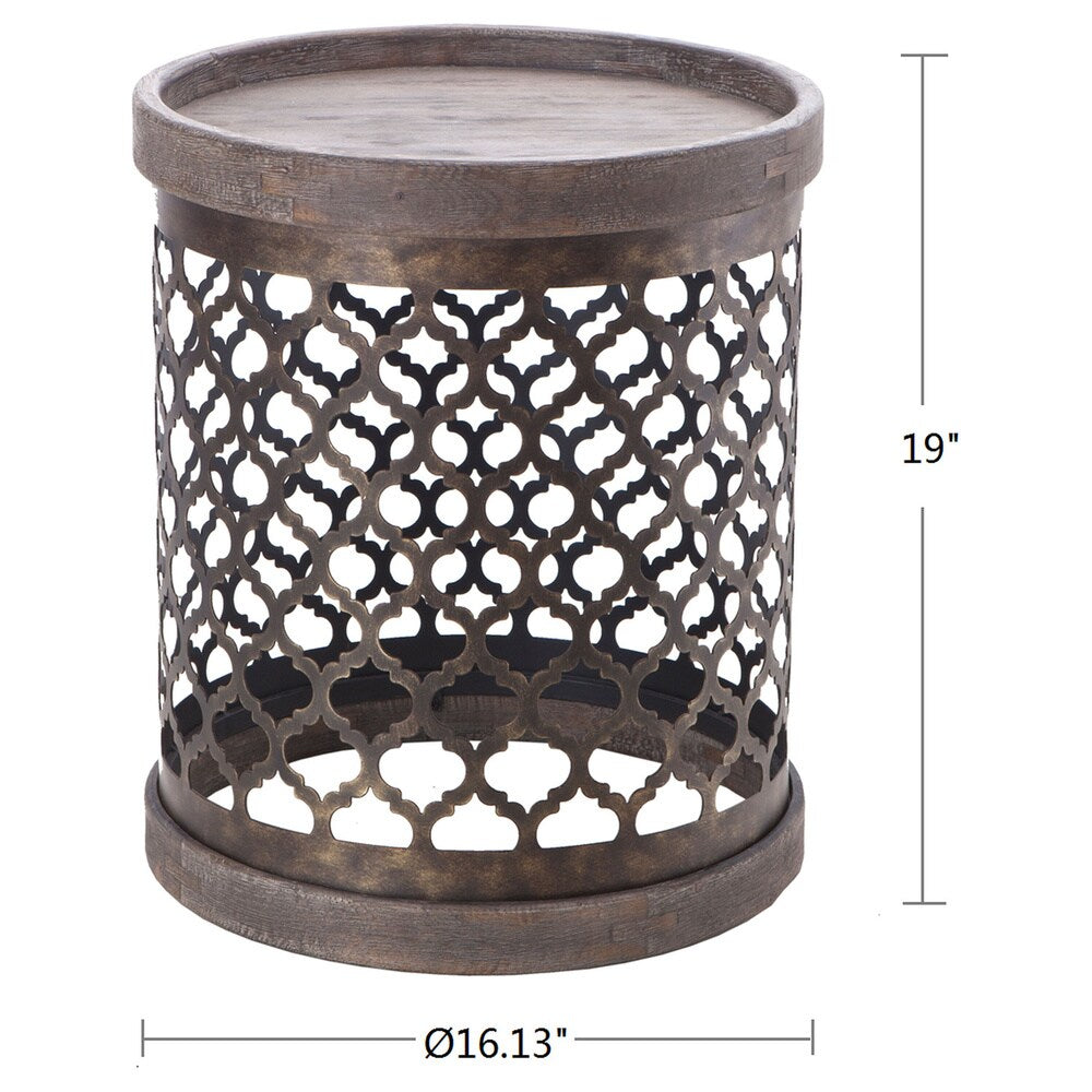 Madison Park Cirque Reclaimed Quatrefoil Metal Drum