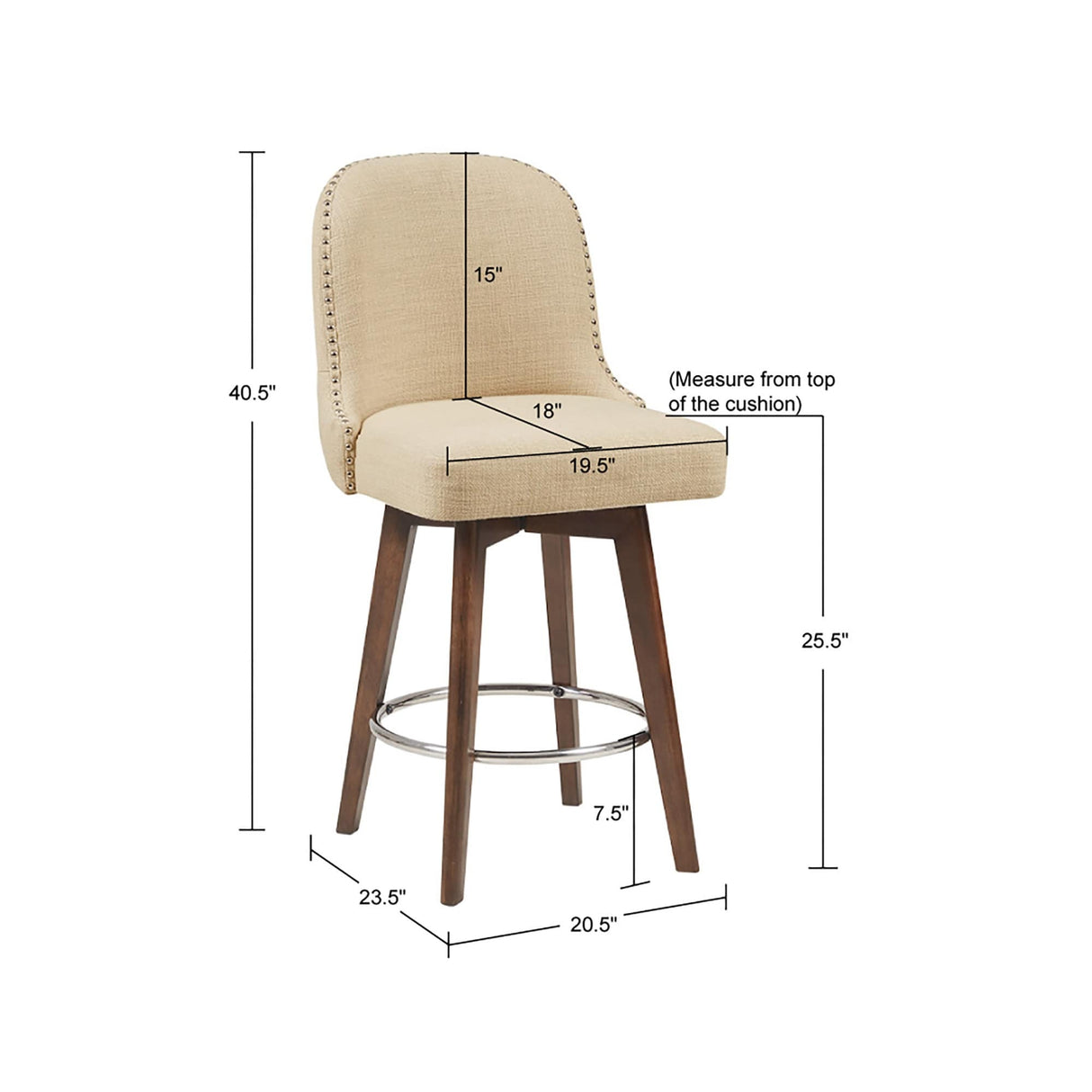 Madison Park Heyes Counter Stool with 360 degree Swivel Seat