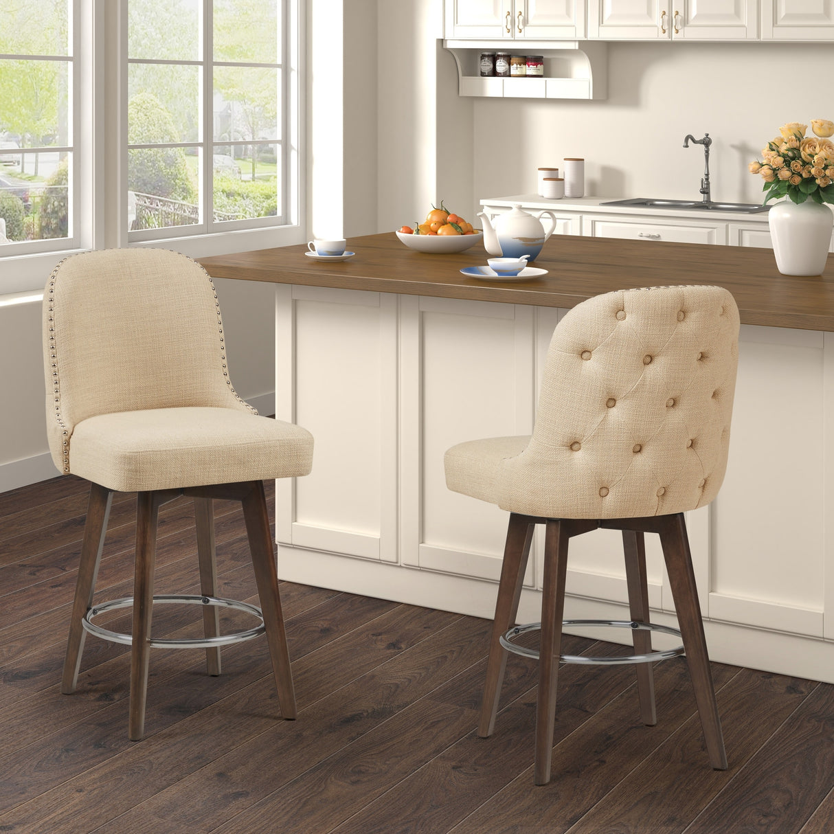 Madison Park Heyes Counter Stool with 360 degree Swivel Seat